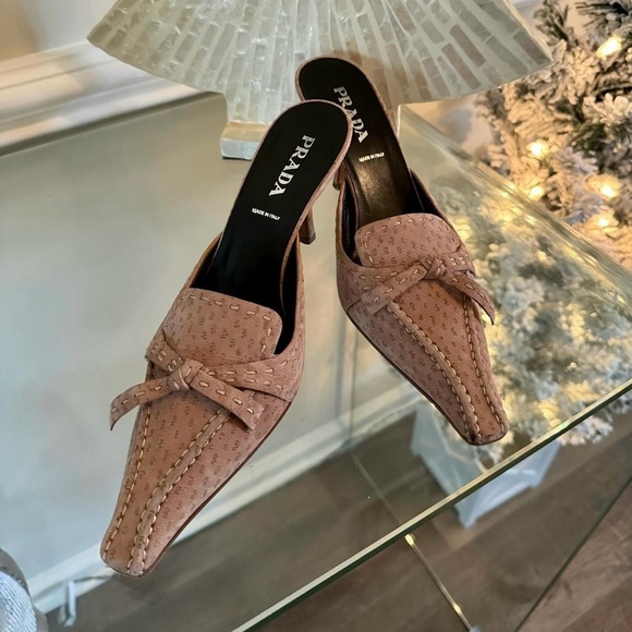Prada - Rare Vintage Tan Ostrich Leather Mules - Picture 2 of 10